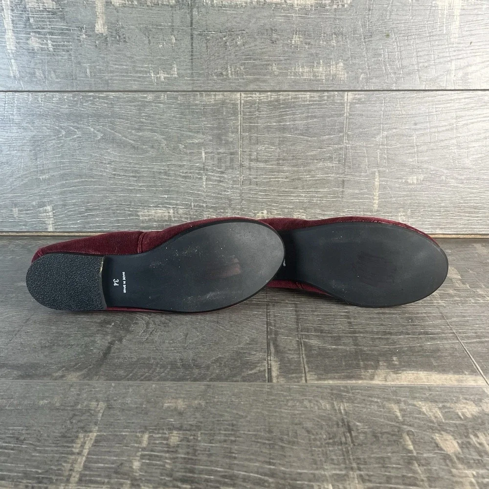 Marianitas Velvet Ballet Flats Burgundy Bow Girls US 3 Spain